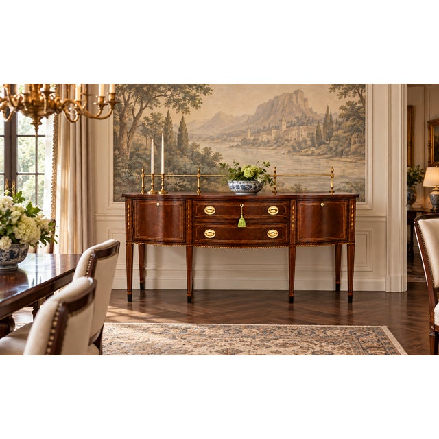 Stickley Federal Mahogany Sideboard W. Brass Gallery For Sale - Image 17 of 18