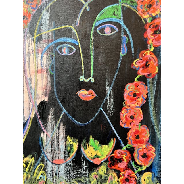 "I Wore Flowers" Abstract Figurative Contemporary Mixed Media Painting For Sale In New York - Image 6 of 9