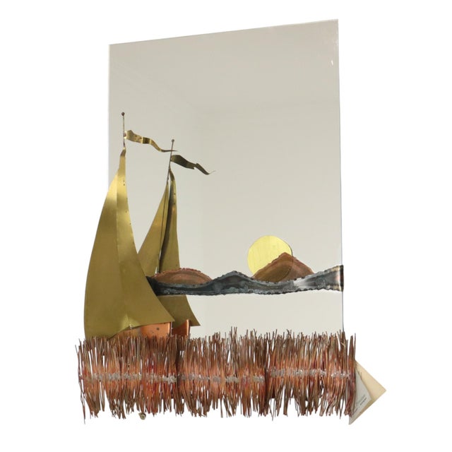 Copper and Brass Boat Mirror by Daniel Dhaeseleer, 1970s For Sale - Image 10 of 18