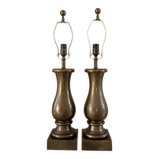 Visual Comfort Transitional Bronze Table Lamps - A Pair For Sale