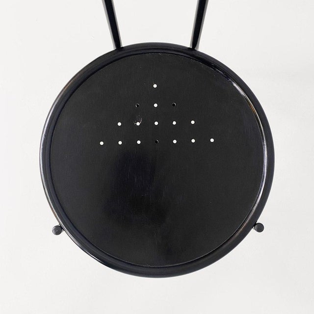 Italian Modern Round Black Wood and Metal Chair, 1980s For Sale - Image 12 of 18