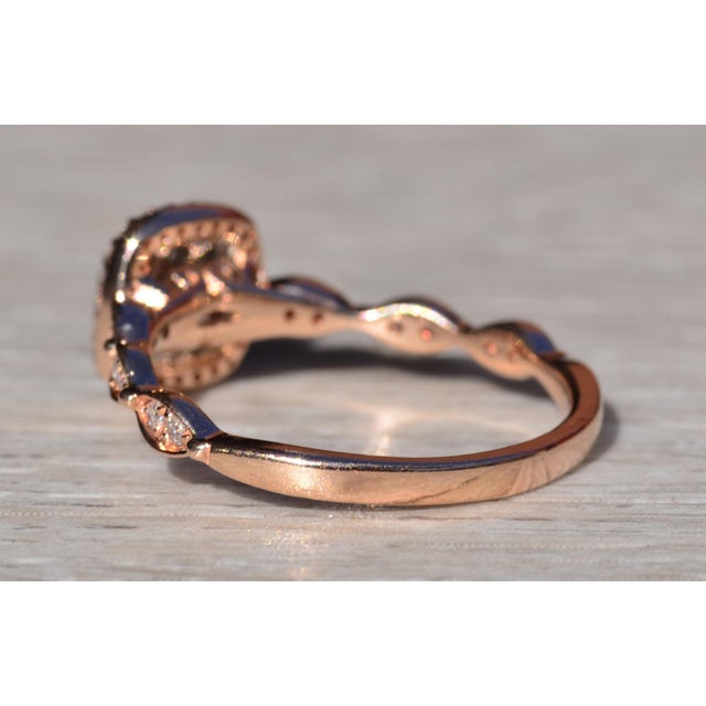 Early 21st Century The Kanna: Ladies Rose Gold Pave Diamond Halo Engagement Ring For Sale - Image 5 of 10