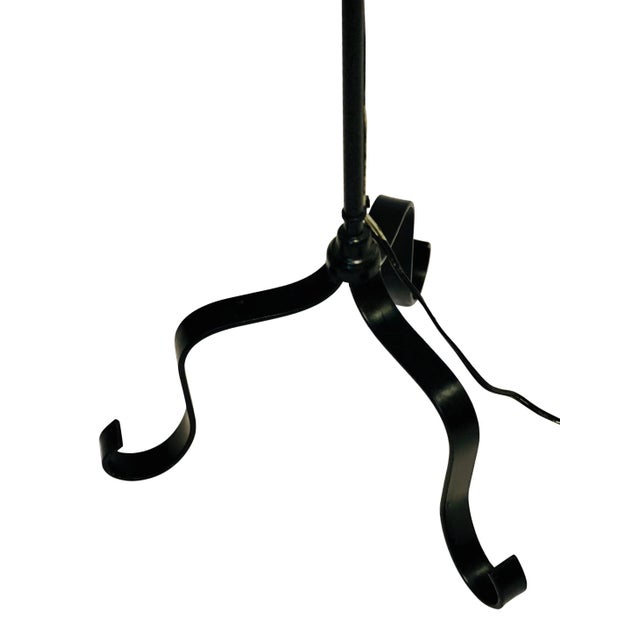 Antique Handcrafted Wrought Iron Floor Lamp With Metal Shade, Circa 1910 For Sale - Image 9 of 12