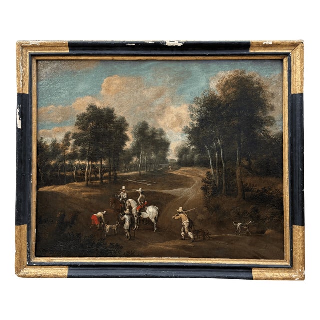 Flemish School Artist, Hunting Scene, 17th Century, Oil Painting on Canvas For Sale