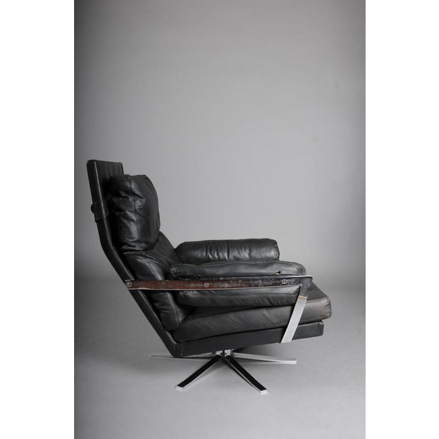 Set of Vintage Lounge Chair and Ottoman in Black Leather by Arne Norell, 1960s For Sale - Image 14 of 18