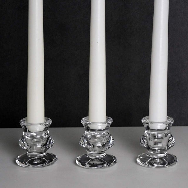 Early 21st Century Clear Glass Taper Candle Holders Set Two For Sale - Image 5 of 8