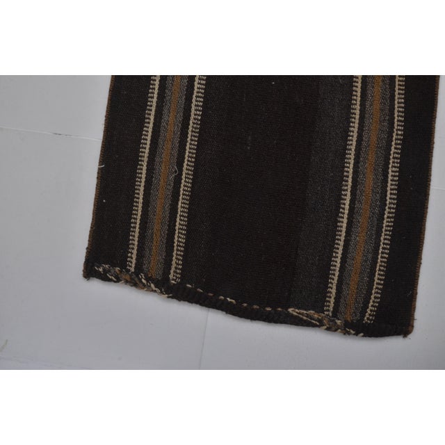 Black Handwoven Vintage Stripe Kilim Rug For Sale - Image 8 of 10