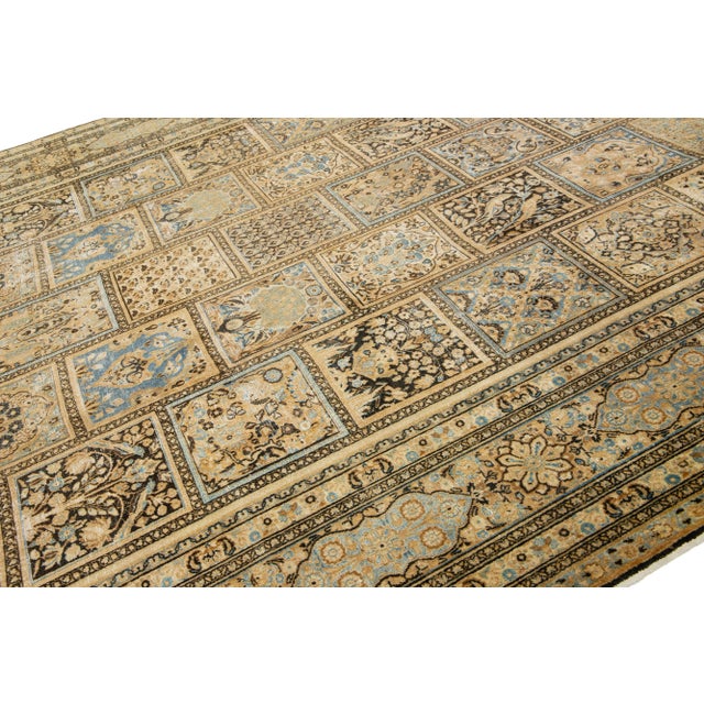 1900s Antique Persian Khorassan Wool Rug in Beige With Allover Pattern For Sale - Image 4 of 9