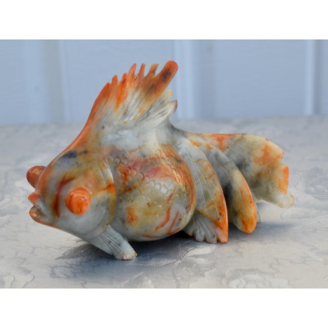 Chinese Carved Soapstone Goldfish Vintage Koi Figurine For Sale - Image 4 of 16
