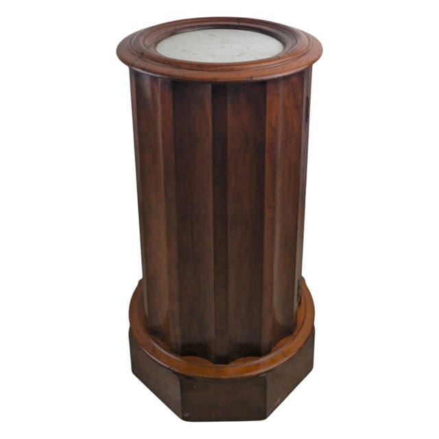Biedermeier Nutwood Drum Cabinet with Marble Top For Sale - Image 4 of 9