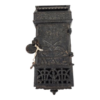 Antique 1800's Cast Iron Mail Box With 2 Keys All OriginalI For Sale
