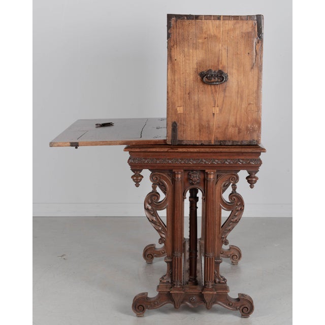 19th Century Spanish Vargueno Desk, Hand-Carved Walnut For Sale In Orlando - Image 6 of 12