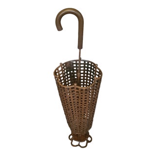 Late 20th Century Vintage Ornate Wrought Iron Umbrella Shaped Umbrella Stand For Sale