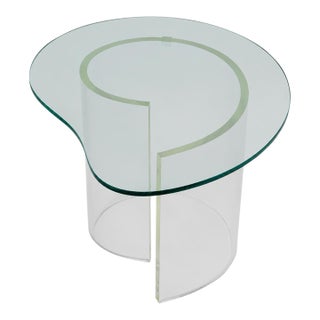 Biomorphic Lucite and Glass Side Table Regular Price For Sale