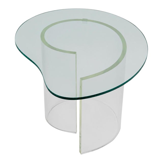 Biomorphic Lucite and Glass Side Table Regular Price For Sale