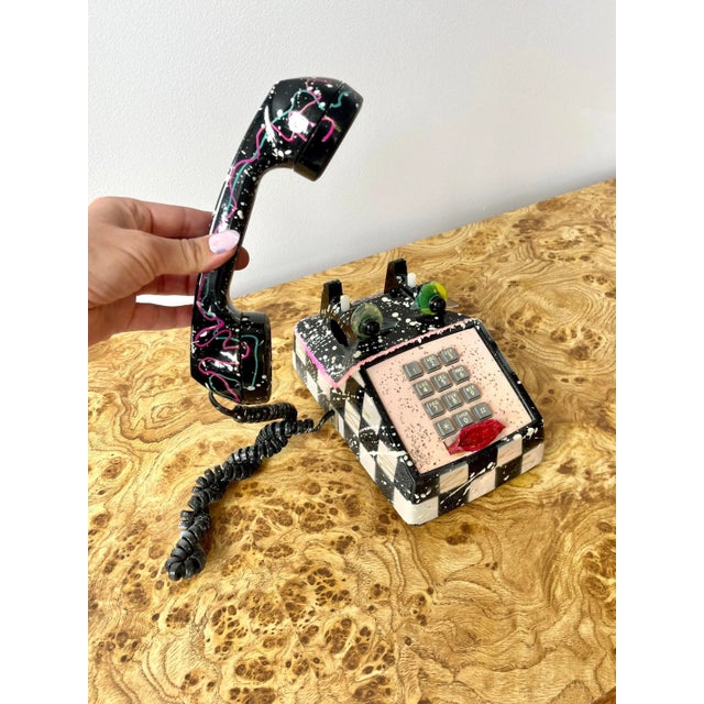 1990s 1990s Postmodern Original Signed Hollis Fingold Painted Telephone “Phoneys” Sculpture For Sale - Image 5 of 12