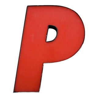 Vintage Large Italic Red Letter P For Sale