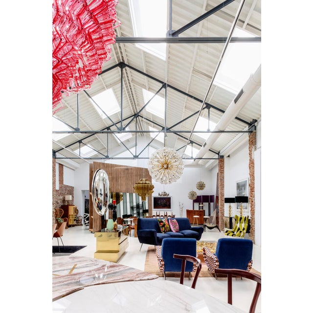 Italian Curved Sofa in Navy Blue Cotton Velvet by Gigi Radice for Minotti, 1950s For Sale - Image 11 of 14