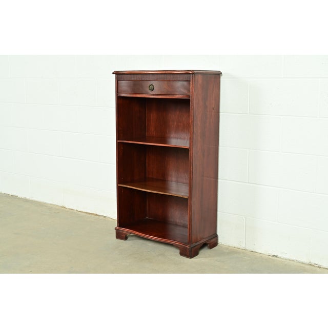 English Sligh Furniture Regency Carved Mahogany Bookcase, Circa 1940s For Sale - Image 3 of 15