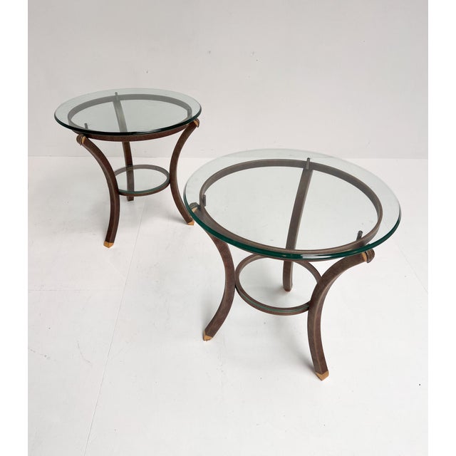 This set of side tables is a design by the famous French designer Pierre Vandel. Characteristic features include the metal...