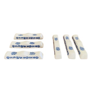 Vintage French Porcelain Knife Holders from Gien, 1940s, Set of 6 For Sale