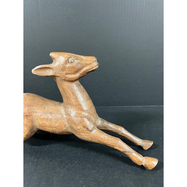 Late 20th Century Late 20th Century Carved Wood Deer Sculpture For Sale - Image 5 of 9