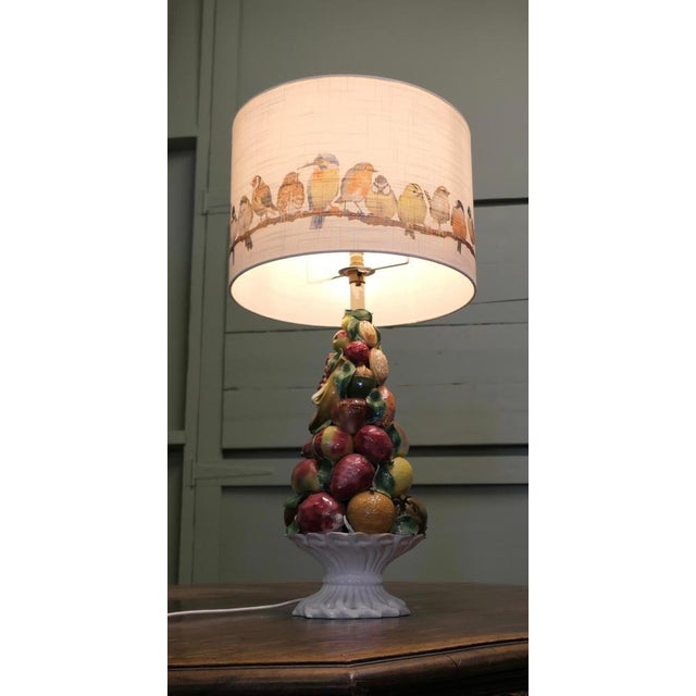 1970s Large Majolica Table Lamp Vintage-Style Italian Majolica Hollywood Regency Des, 1970 For Sale - Image 5 of 7