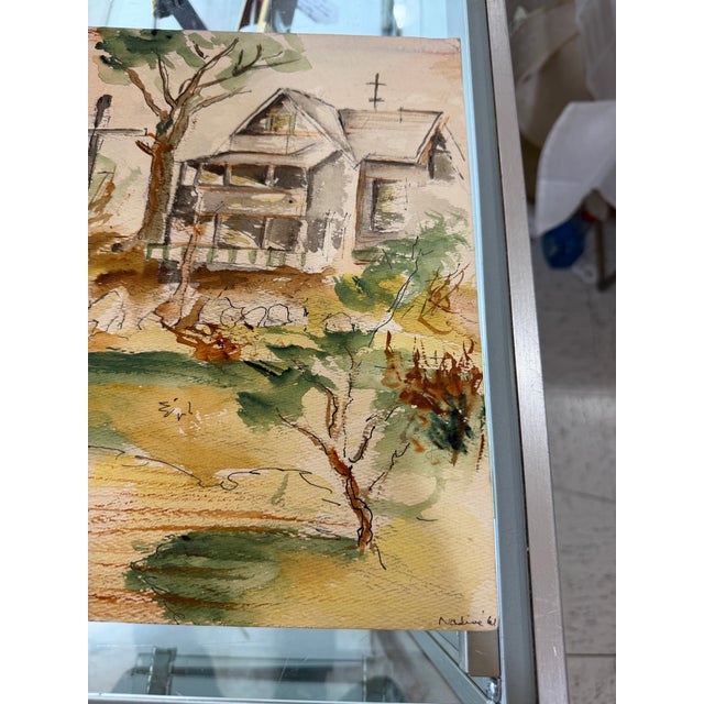 1960s Signed Original Watercolor 12x18 Dated 1961 For Sale - Image 5 of 8