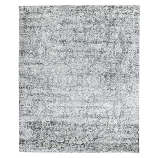 Navy Blue Newport Hand loom Bamboo/Silk Navy Blue/Beige Rug-9'x12" For Sale - Image 8 of 8