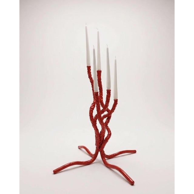 Contemporary Stroma Sculptural Candelabra in Forged Steel by Metalmorphosis Studio For Sale - Image 3 of 6