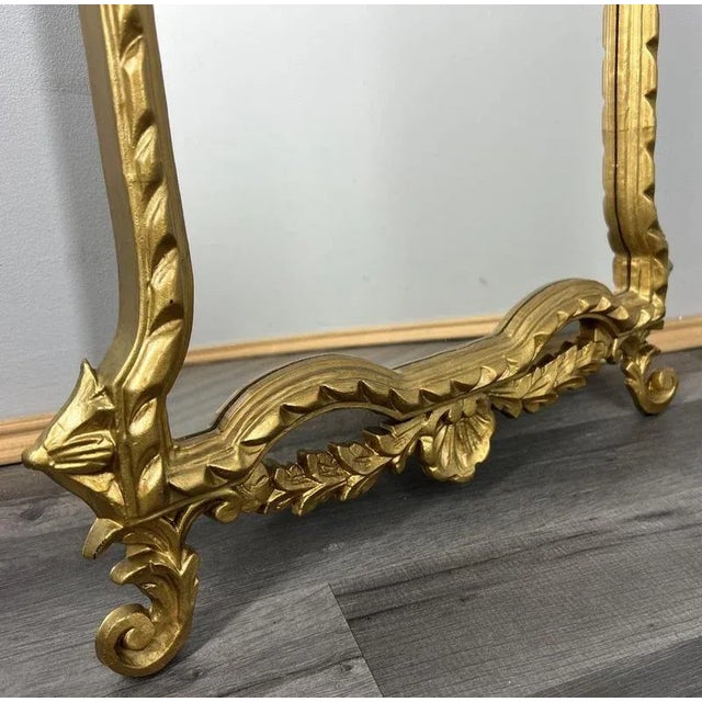 Vintage French Wall Mirror with Ornate Carved Frame For Sale - Image 5 of 7