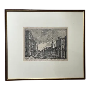 Late 18th Century Antique Engraving, "Veduta Di Strata Maggiore," Bologna by Pio Panfili, Framed