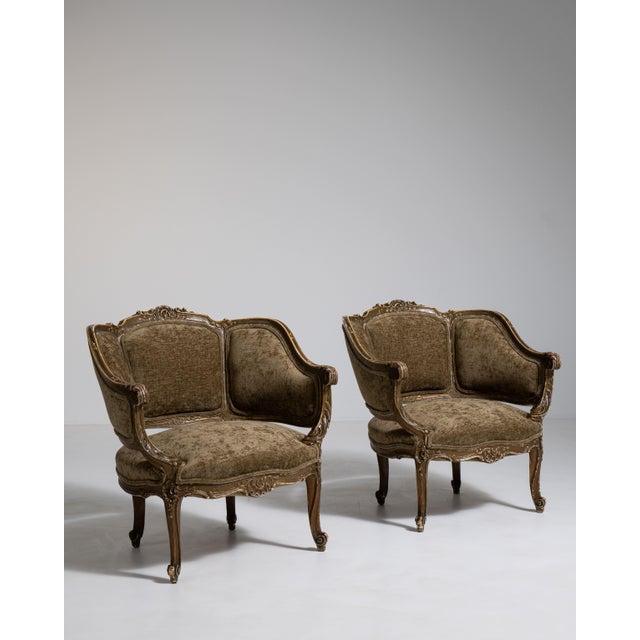 Pair of Louis XV Upholstered Armchairs, Rococo Style, France, Circa 1900 For Sale In Greensboro - Image 6 of 11