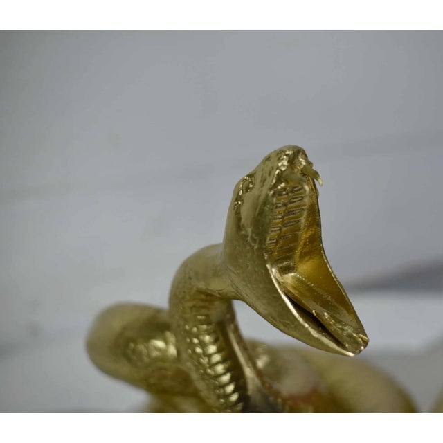 Vintage Gilded Coiled Cast Metal Rattlesnake Statue For Sale In Chicago - Image 6 of 13