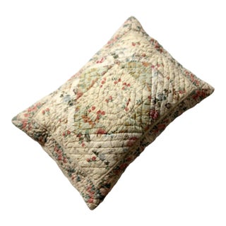 Vintage Quilted Floral Pillow Sham For Sale