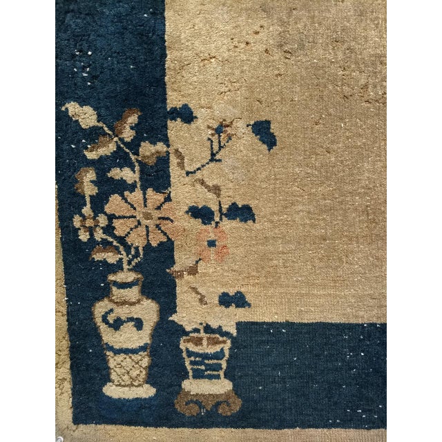 Vintage Art Deco Chinese Area Rug, Handwoven Wool, Floral Medallion, 3' x 6' For Sale - Image 14 of 17