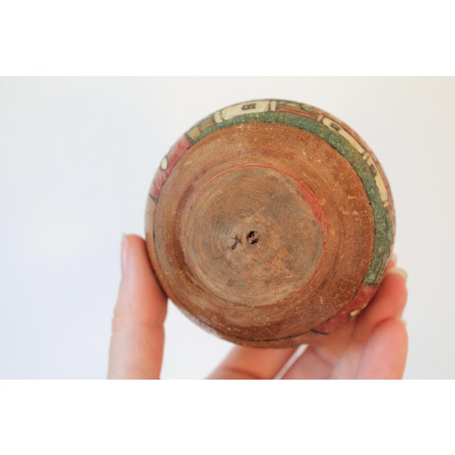 Brown Vintage Hand-Painted Wooden Lidded Jar For Sale - Image 8 of 9