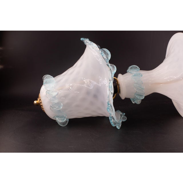 1970s Petite Murano Blue and Transparent Bubble Glass Table Lamp For Sale - Image 12 of 12