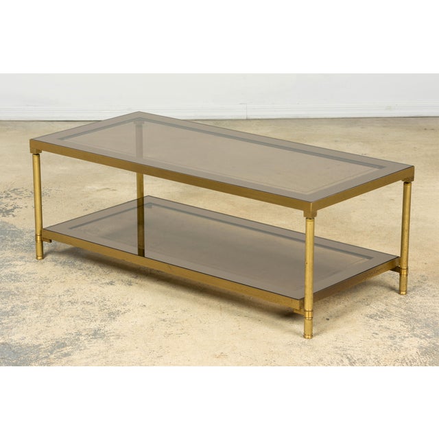 Mid-20th Century French Neoclassical Coffee Table With Brass & Glass For Sale - Image 9 of 17