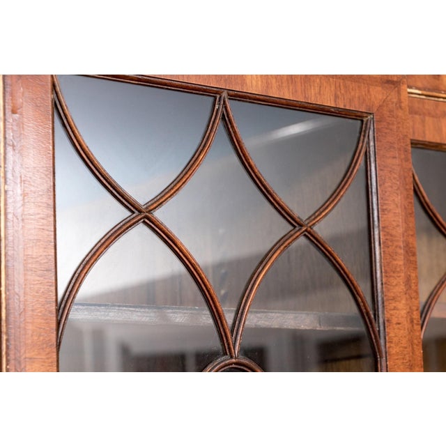 Antique Georgian Style Burl Wood Breakfront Cabinet For Sale - Image 4 of 14