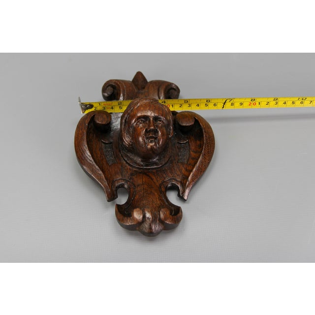 French Hand-Carved Oak Wood Wall Plaque with Cherubs Head, 1900s For Sale - Image 18 of 18