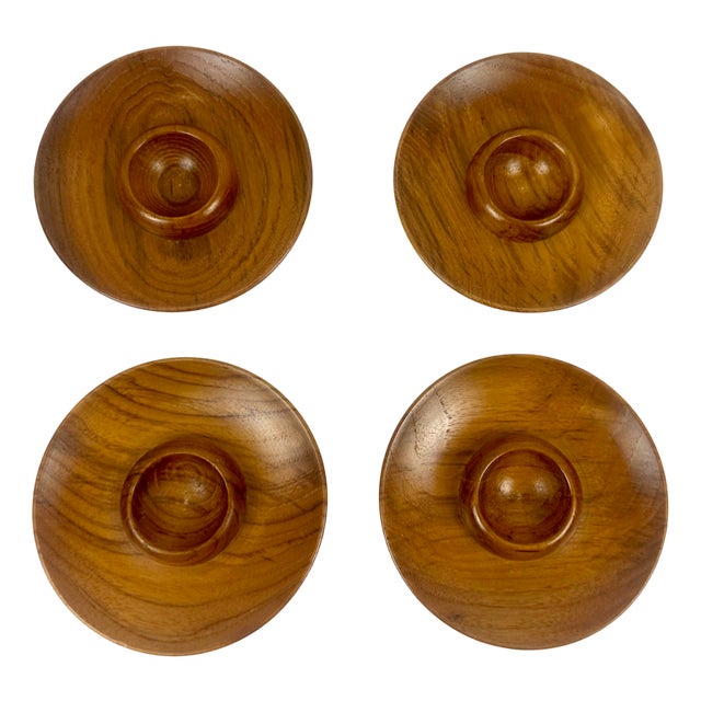 Mid-Century Modern Scandinavian Teak Egg Cup by Karl Holmberg for Akta Teak, 1960s, Set of 4 For Sale