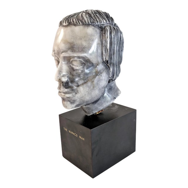 1980s "The Marked Man" Male Marble Bust For Sale