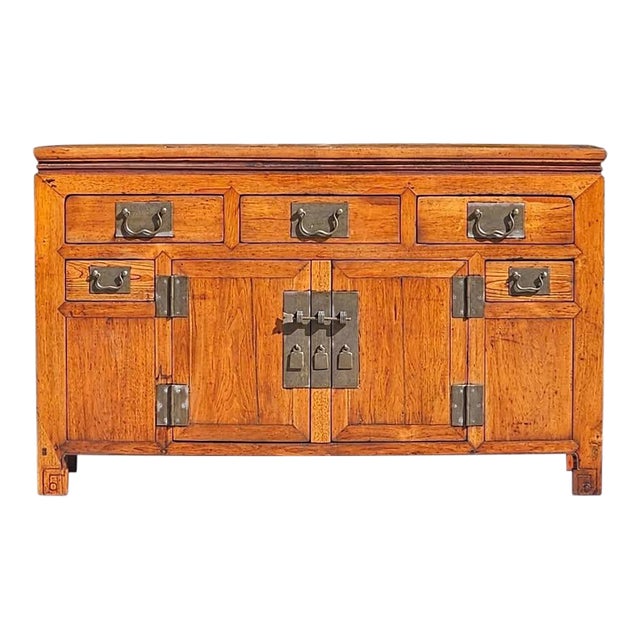 Antique Chinese Elm / Elmwood Altar Cabinet | Sideboard | Server | Sofa Table | Console | Credenza For Sale