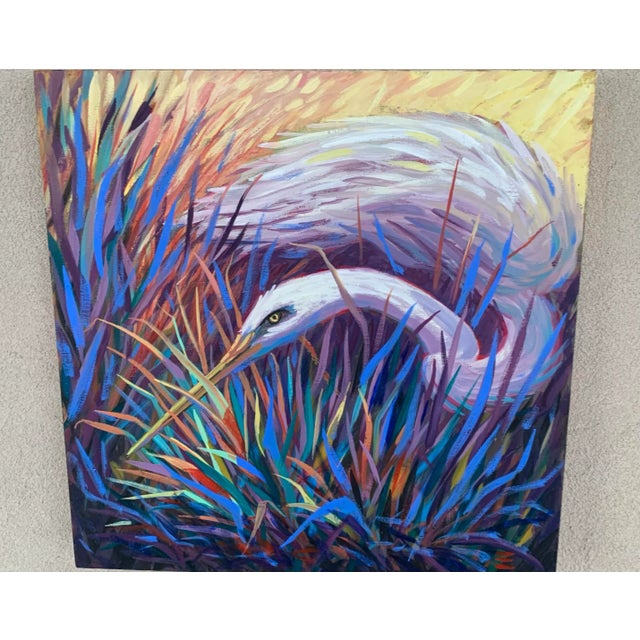 Contemporary “Great Egret” Oil Painting 2005 For Sale - Image 11 of 12