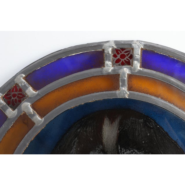 Art Deco Stained Glass Roundel with Saint bernard Dog, Belgium, 1890s For Sale - Image 10 of 11