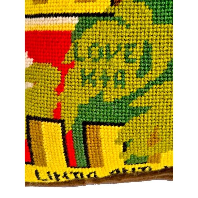 Vintage Needlepoint Pillow With Butterfly, Danish Flag, Pirate Ship For Sale - Image 12 of 12