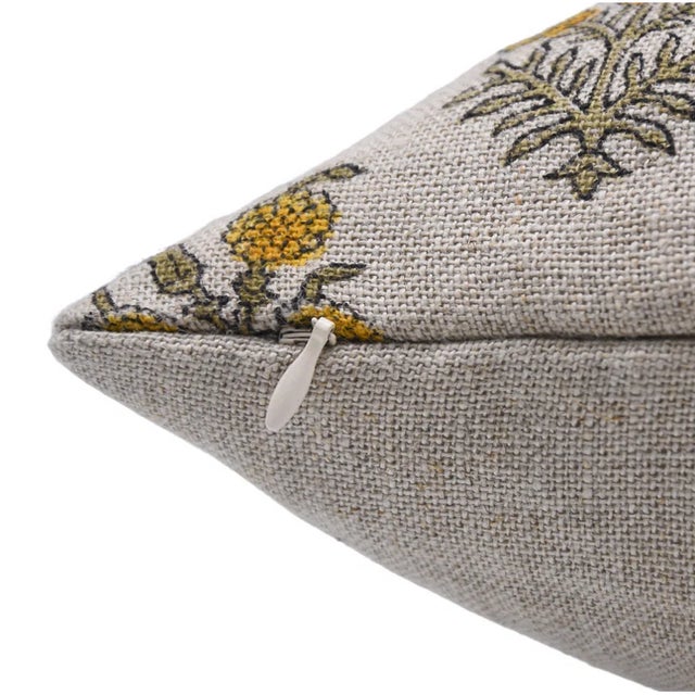 Art Deco Fabdivine Indian Block Print Cushion Cover 20x20 Inch Thick Linen-Hajara For Sale - Image 3 of 3
