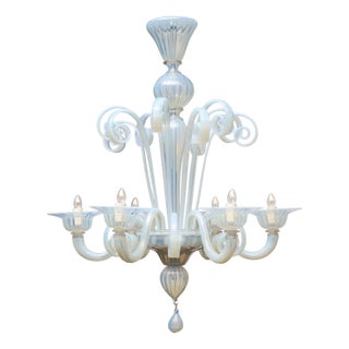 Classic Venetian Glass Chandelier, Iridescent, Murano, Italy For Sale