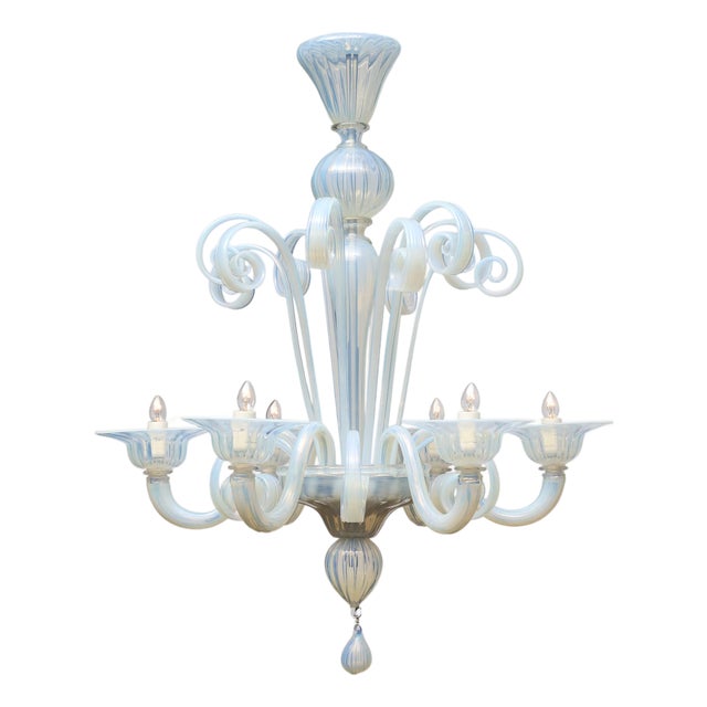 Classic Venetian Glass Chandelier, Iridescent, Murano, Italy For Sale
